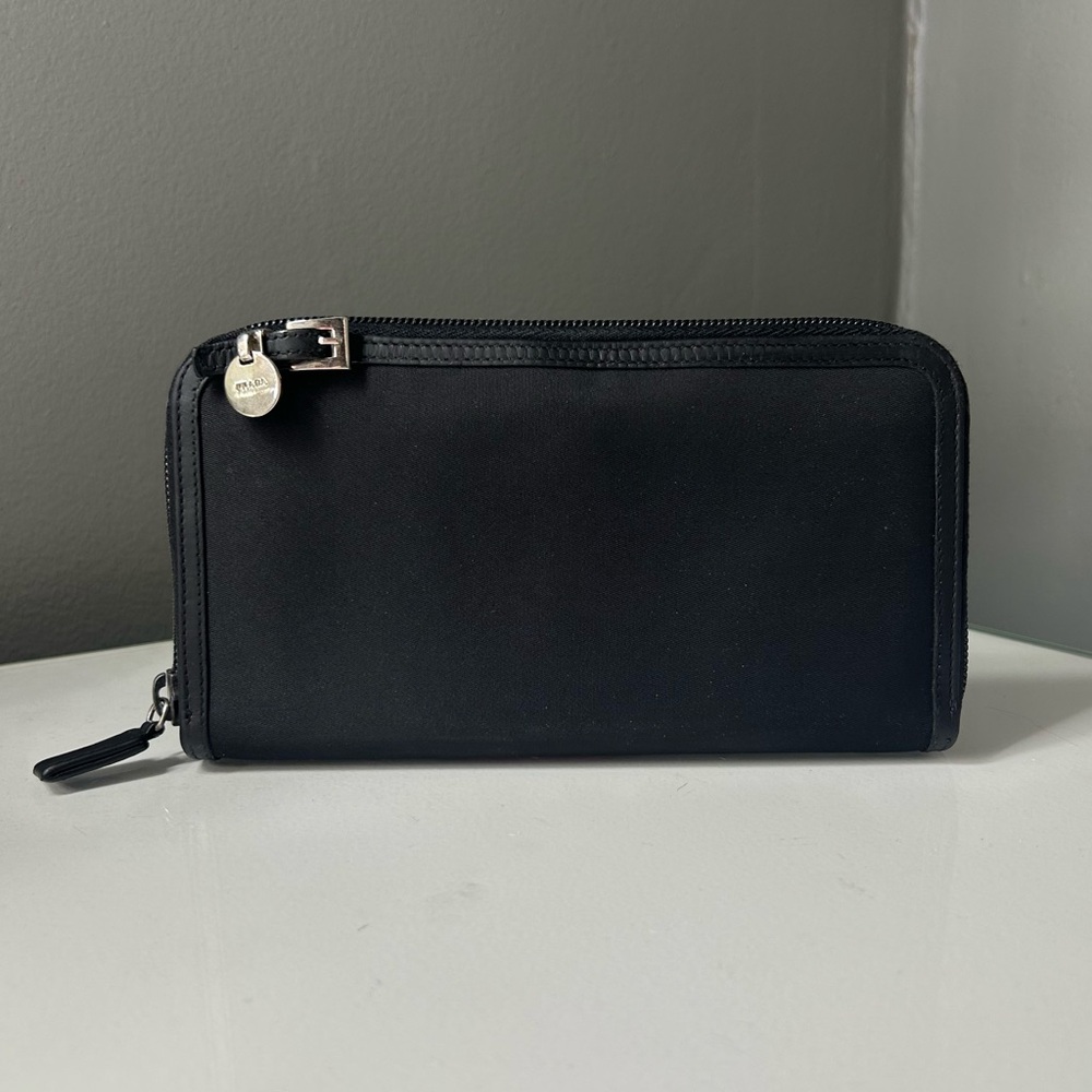 Vintage Prada Nylon Black Zippy Wallet